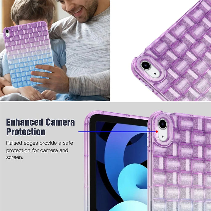 For iPad (2025) / 10.9 (2022) Shockproof TPU Case Braided Gradient Glitter Anti-Drop Tablet Protector - Purple / Blue - 4