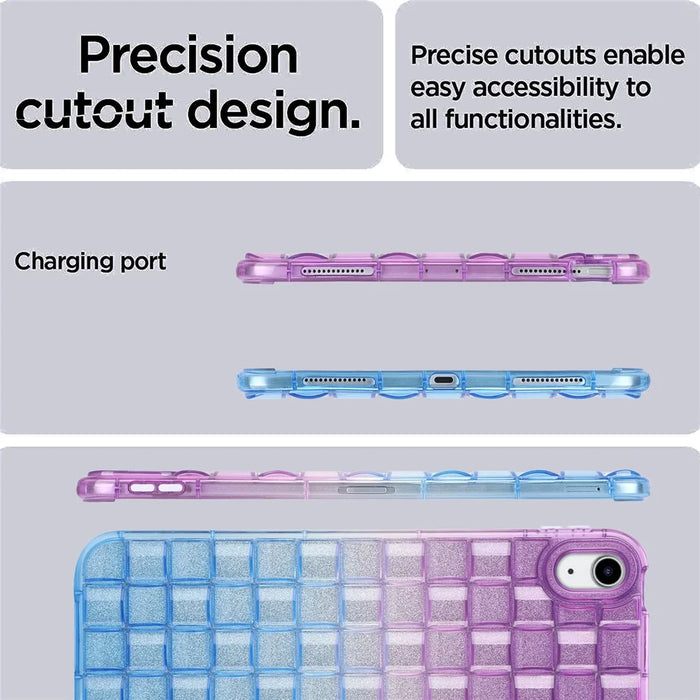 For iPad (2025) / 10.9 (2022) Shockproof TPU Case Braided Gradient Glitter Anti-Drop Tablet Protector - Purple / Blue - 5
