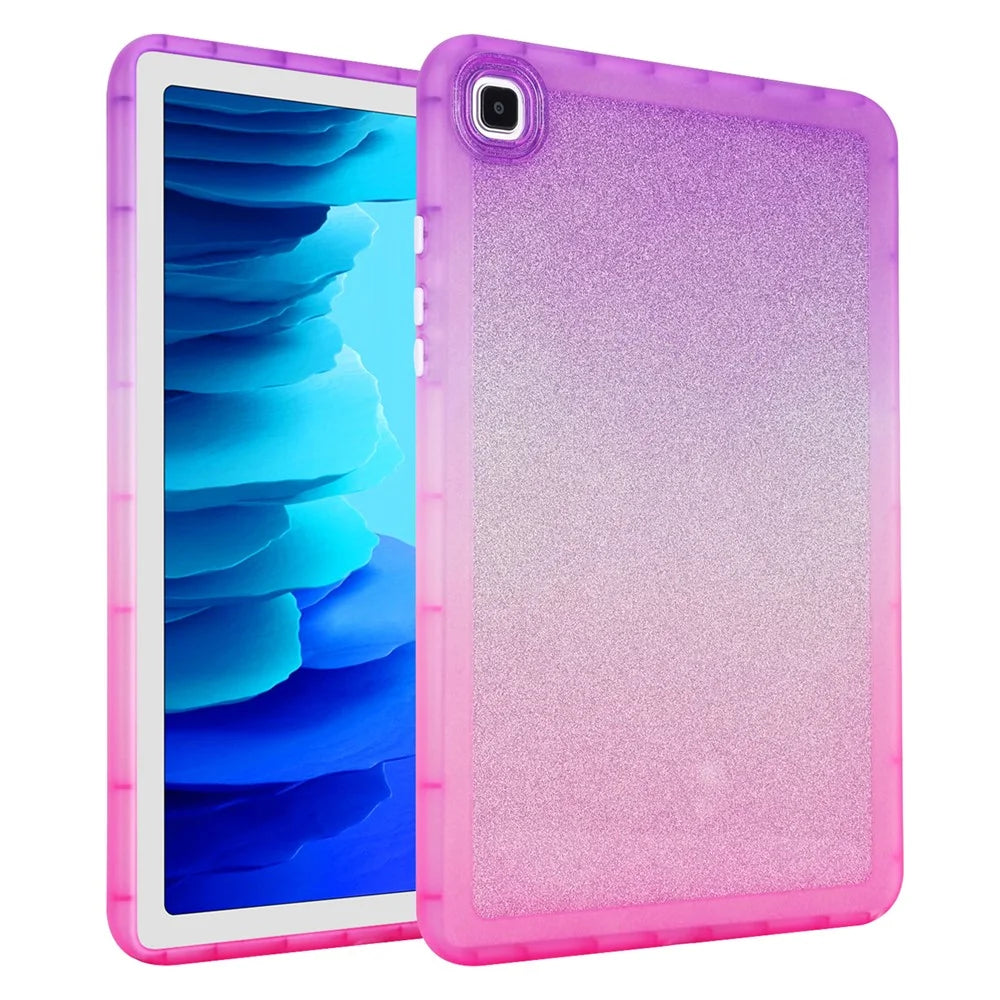 For Samsung Galaxy Tab A7 10.4 (2020) / (2022) T500 / T505 Shockproof Case Gradient Glitter Anti-Drop TPU Tablet Cover - Purple / Pink - 1