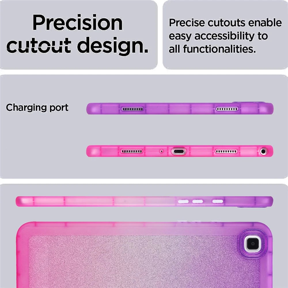 For Samsung Galaxy Tab A7 10.4 (2020) / (2022) T500 / T505 Shockproof Case Gradient Glitter Anti-Drop TPU Tablet Cover - Purple / Pink - 2