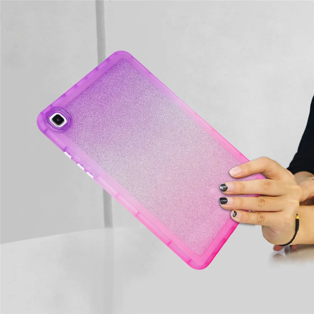 For Samsung Galaxy Tab A7 10.4 (2020) / (2022) T500 / T505 Shockproof Case Gradient Glitter Anti-Drop TPU Tablet Cover - Purple / Pink - 3
