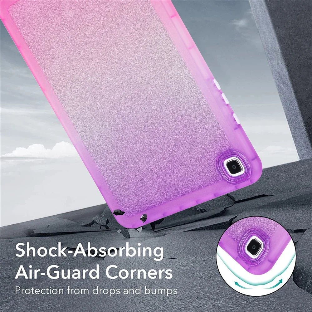 For Samsung Galaxy Tab A7 10.4 (2020) / (2022) T500 / T505 Shockproof Case Gradient Glitter Anti-Drop TPU Tablet Cover - Purple / Pink - 4