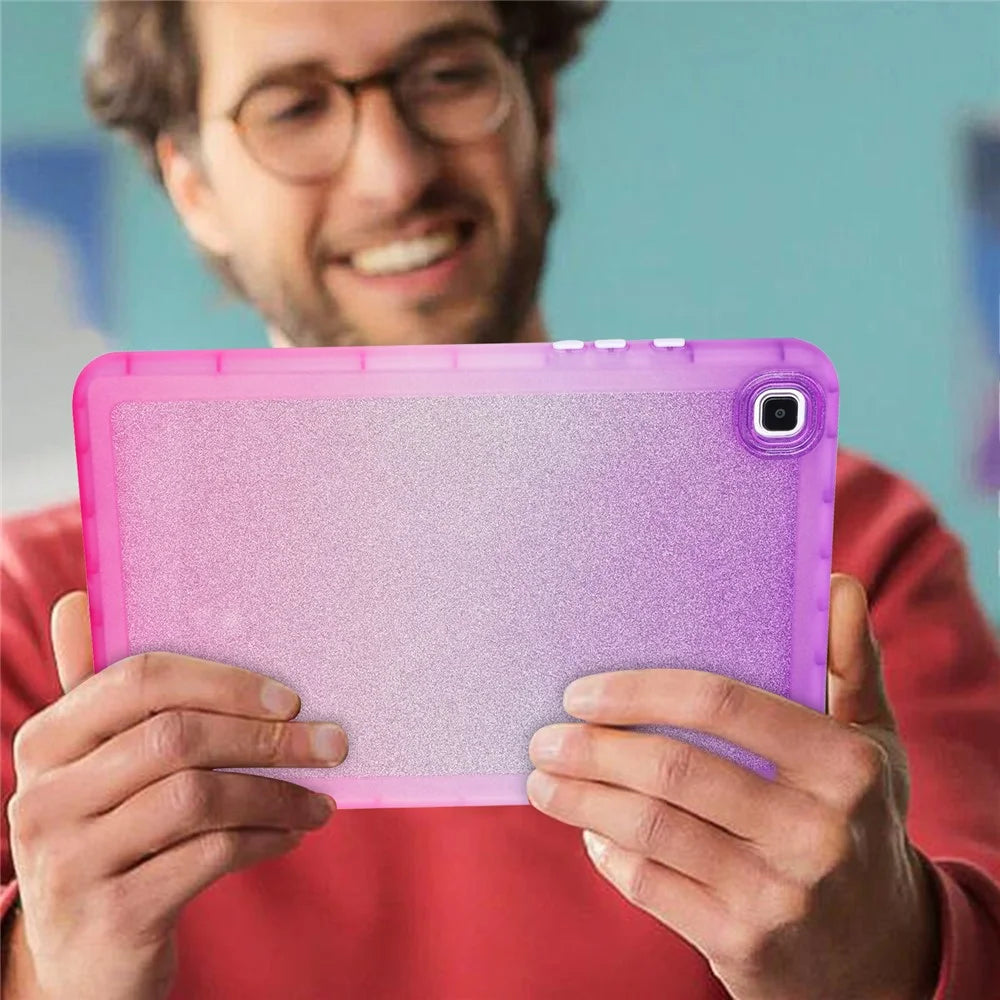 For Samsung Galaxy Tab A7 10.4 (2020) / (2022) T500 / T505 Shockproof Case Gradient Glitter Anti-Drop TPU Tablet Cover - Purple / Pink - 5