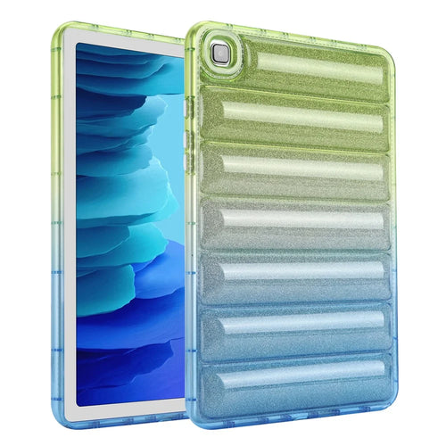 For Samsung Galaxy Tab A7 10.4 (2020) / (2022) T500 / T505 Anti-drop TPU Tablet Case Gradient Glitter Down Jacket Back Cover - Green / Blue - 1
