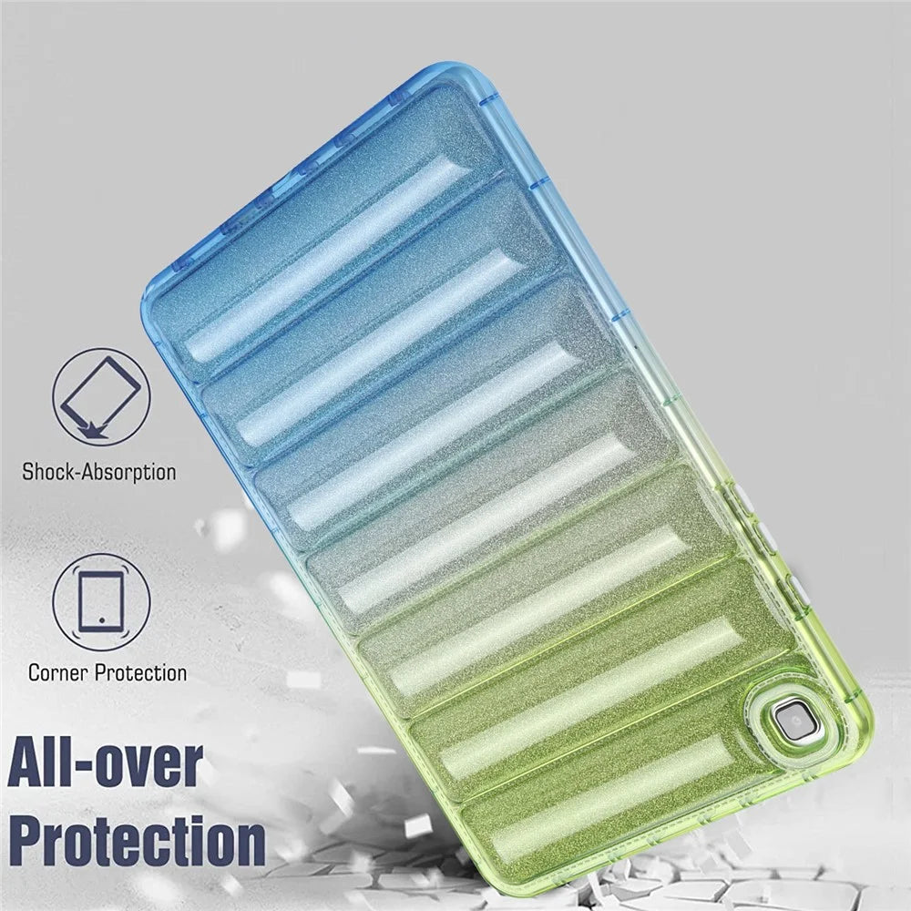 For Samsung Galaxy Tab A7 10.4 (2020) / (2022) T500 / T505 Anti-drop TPU Tablet Case Gradient Glitter Down Jacket Back Cover - Green / Blue - 3