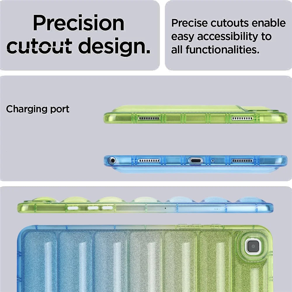 For Samsung Galaxy Tab A7 10.4 (2020) / (2022) T500 / T505 Anti-drop TPU Tablet Case Gradient Glitter Down Jacket Back Cover - Green / Blue - 5