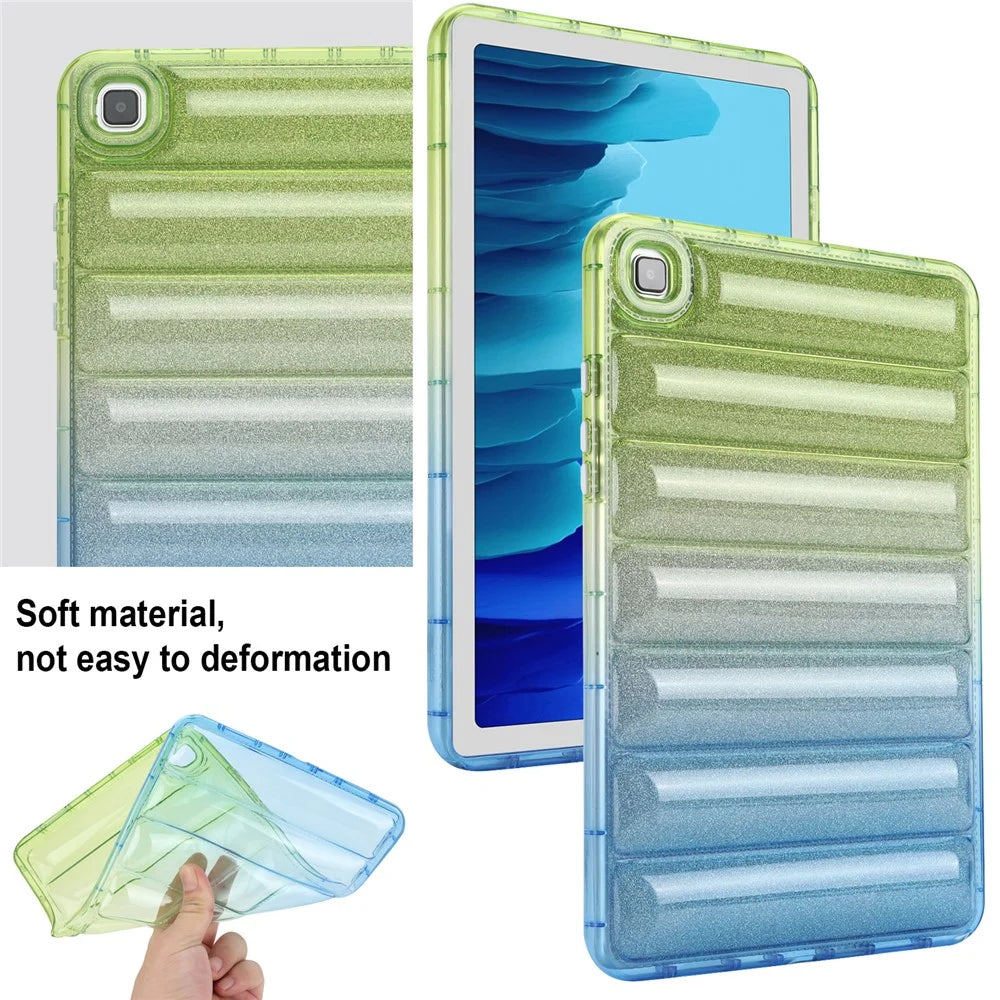 For Samsung Galaxy Tab A7 10.4 (2020) / (2022) T500 / T505 Anti-drop TPU Tablet Case Gradient Glitter Down Jacket Back Cover - Green / Blue - 6