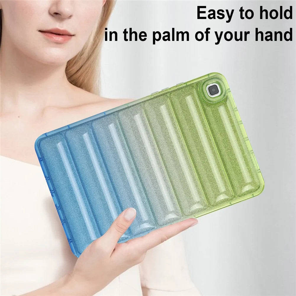 For Samsung Galaxy Tab A7 10.4 (2020) / (2022) T500 / T505 Anti-drop TPU Tablet Case Gradient Glitter Down Jacket Back Cover - Green / Blue - 7