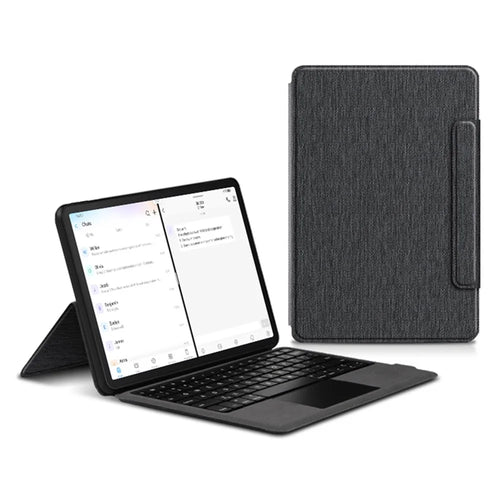For Amazon Fire Max 11 Leather Case + Touchpad Bluetooth-compatible Keyboard with Backlit - 1