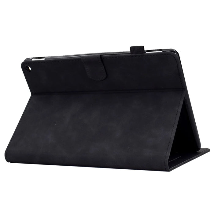 For Amazon Fire Max 11 Stand Folio Tablet Case Microfiber Leather Iron Tower Imprinted Smart Cover with Card Slot - Black - 4