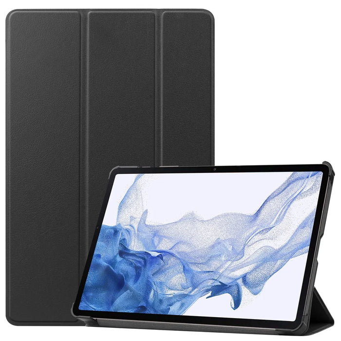 For Samsung Galaxy Tab S10 FE / S9 FE / S9 Tri-Fold Stand Folio Case PU Leather Auto Wake / Sleep Tablet Cover - Black - 1