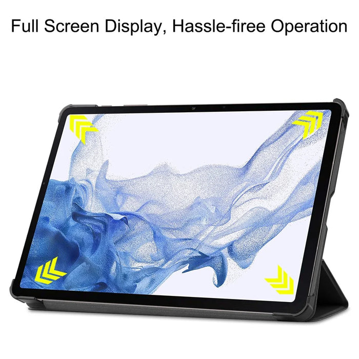 For Samsung Galaxy Tab S10 FE / S9 FE / S9 Tri-Fold Stand Folio Case PU Leather Auto Wake / Sleep Tablet Cover - Black - 3