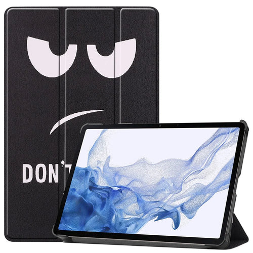 For Samsung Galaxy Tab S9 PU Leather Tablet Case Pattern Printing Trifold Stand Smart Auto Sleep / Wake Cover - Don't Touch Me - 1
