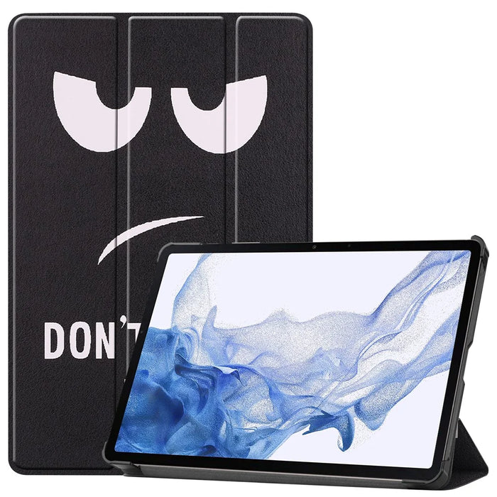For Samsung Galaxy Tab S9 PU Leather Tablet Case Pattern Printing Trifold Stand Smart Auto Sleep / Wake Cover - Don't Touch Me - 1