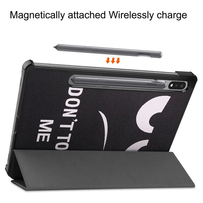 For Samsung Galaxy Tab S9 PU Leather Tablet Case Pattern Printing Trifold Stand Smart Auto Sleep / Wake Cover - Don't Touch Me - 4