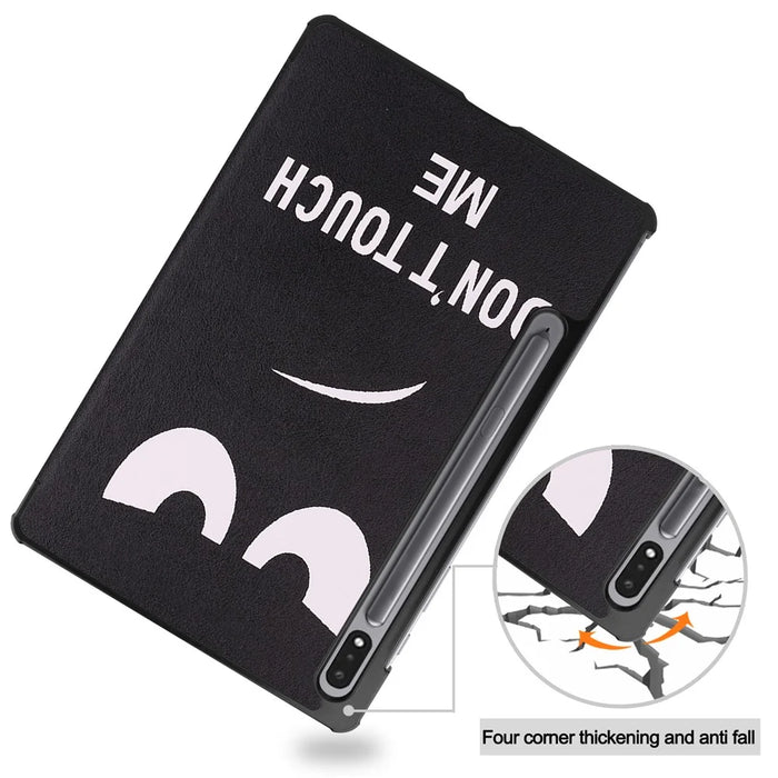 For Samsung Galaxy Tab S9 PU Leather Tablet Case Pattern Printing Trifold Stand Smart Auto Sleep / Wake Cover - Don't Touch Me - 7