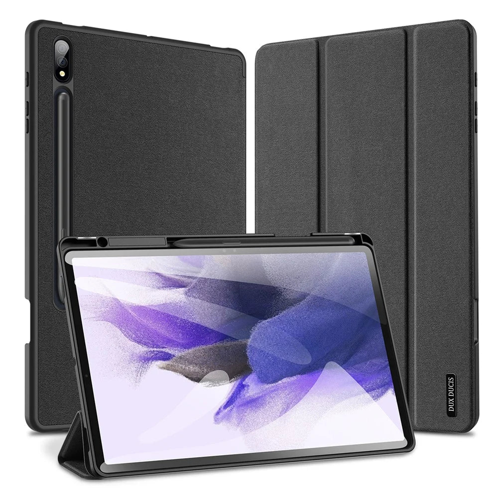 DUX DUCIS Domo Series for Samsung Galaxy Tab S9+ Tablet Case PU Leather Tri-Fold Stand Folio Cover - Black - 2