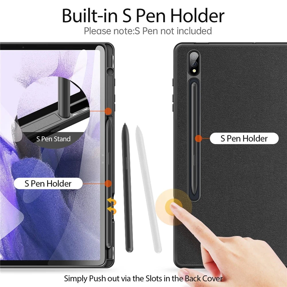 DUX DUCIS Domo Series for Samsung Galaxy Tab S9+ Tablet Case PU Leather Tri-Fold Stand Folio Cover - Black - 3