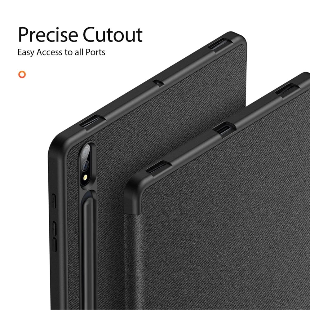 DUX DUCIS Domo Series for Samsung Galaxy Tab S9+ Tablet Case PU Leather Tri-Fold Stand Folio Cover - Black - 6
