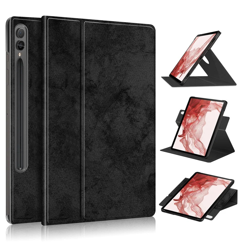 Tablet Case for Samsung Galaxy Tab S10+ Wi-Fi SM-X820 SM-X826B / Tab S9+ SM-X810 (Wi-Fi), SM-X816B (5G Global), SM-X818U (5G US) Leather Rotary Stand Cover - Black - 1