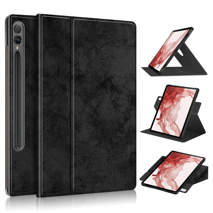 Tablet Case for Samsung Galaxy Tab S10+ Wi-Fi SM-X820 SM-X826B / Tab S9+ SM-X810 (Wi-Fi), SM-X816B (5G Global), SM-X818U (5G US) Leather Rotary Stand Cover - Black - 1