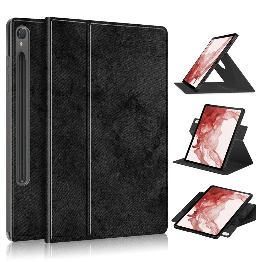 Rotary Stand Cover for Samsung Galaxy Tab S10 FE / S9 FE / S9 SM-X710 SM-X716B SM-X718U PU Leather Smart Tablet Case - Black - 1