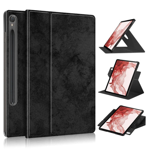 Rotary Stand Cover for Samsung Galaxy Tab S10 FE / S9 FE / S9 SM-X710 SM-X716B SM-X718U PU Leather Smart Tablet Case - Black - 1