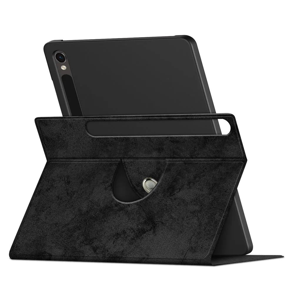 Rotary Stand Cover for Samsung Galaxy Tab S10 FE / S9 FE / S9 SM-X710 SM-X716B SM-X718U PU Leather Smart Tablet Case - Black - 5