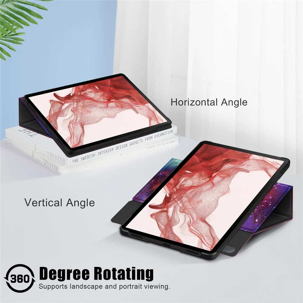 Rotating Tablet Case for Samsung Galaxy Tab S10+ Wi-Fi SM-X820 SM-X826B / Tab S9+ SM-X810 (Wi-Fi), SM-X816B (5G Global), SM-X818U (5G US) PU Leather Pattern Printing Stand Cover - Galaxy - 6