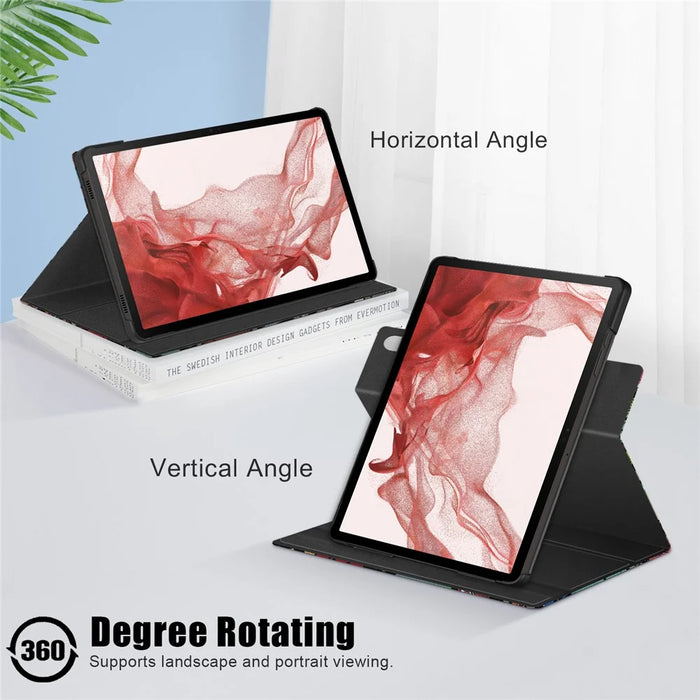 Rotating Stand Cover for Samsung Galaxy Tab S9 SM-X710, SM-X716B, SM-X718U PU Leather Pattern Printing Tablet Case - Graffiti - 6