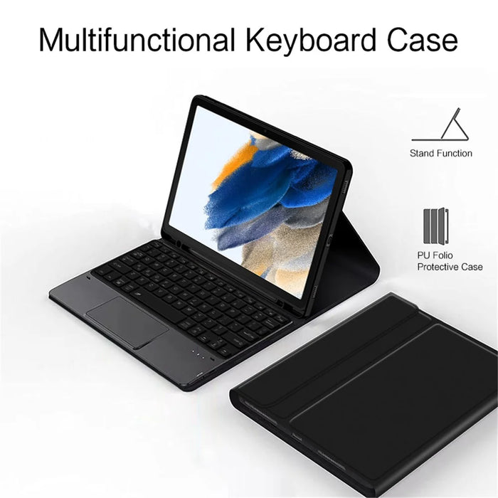For Samsung Galaxy Tab A8 10.5 (2021) Bluetooth-compatible Keyboard + Detachable PU Leather Case with Pen Slot and Touchpad - 3