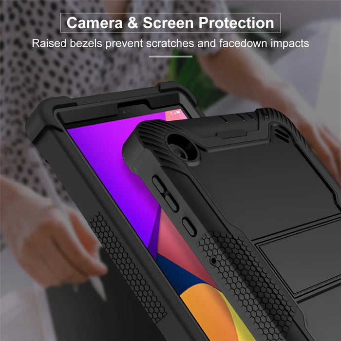 Kickstand Case for TCL Tab 8 LE 9137W / 9132W , Silicone + PC Drop-proof Tablet Cover - Black - 3