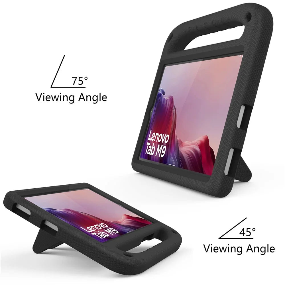 For Lenovo Tab M9 TB-310FU Kickstand Tablet Case Hand Grip EVA Shockproof Cover - Black - 2