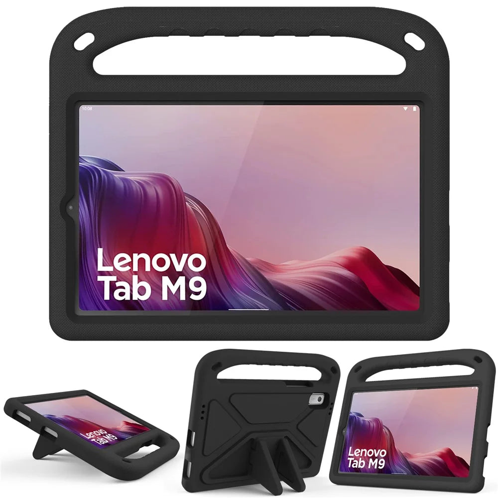 For Lenovo Tab M9 TB-310FU Kickstand Tablet Case Hand Grip EVA Shockproof Cover - Black - 6