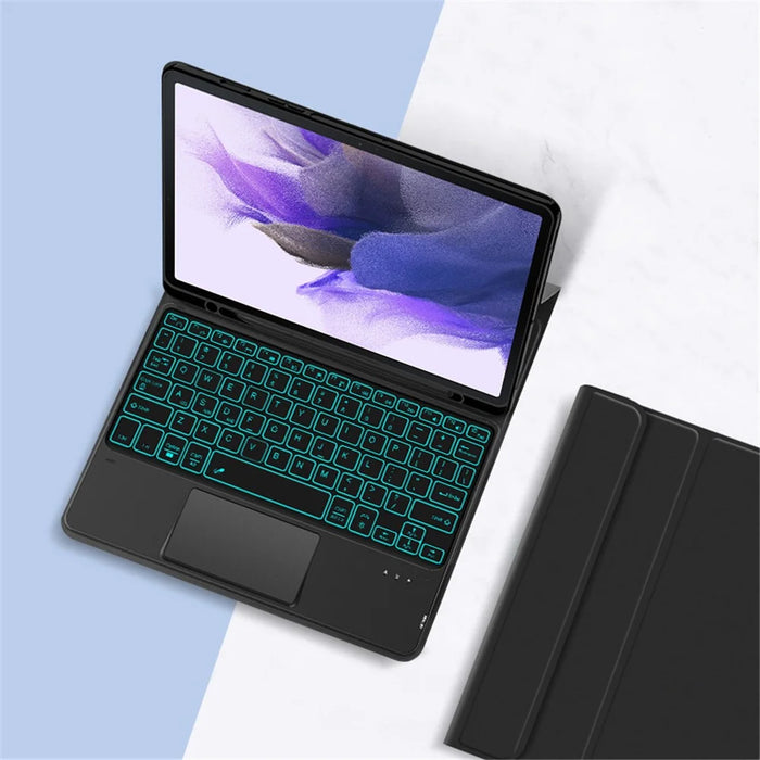 For Samsung Galaxy Tab S10+ / S9+  / S8+ / S7+ / S7 FE Backlight Touchpad Bluetooth-Compatible Keyboard with Pen Slot Leather Tablet Case - 5
