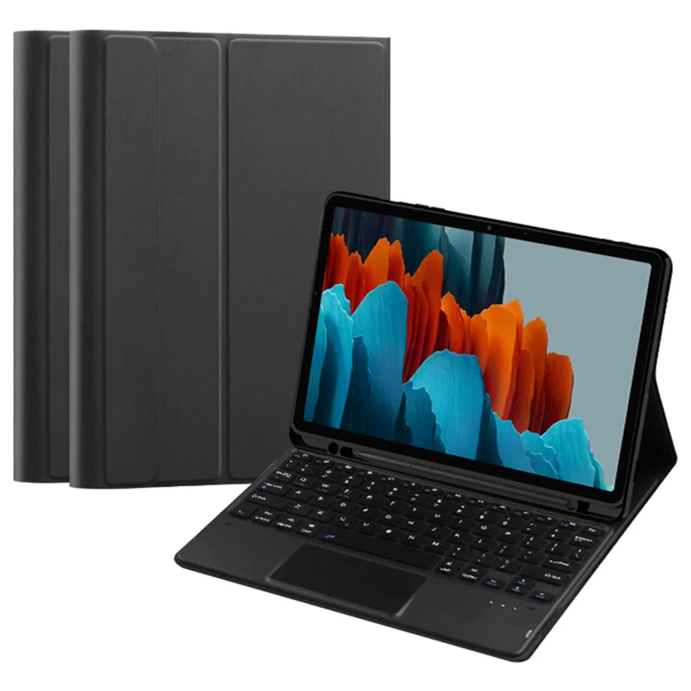 Stand Cover for Samsung Galaxy Tab S10 FE / S9 FE / S9 / S8 / S7 PU Leather Case + Wireless Detachable Keyboard with Pen Slot and Touchpad - 1