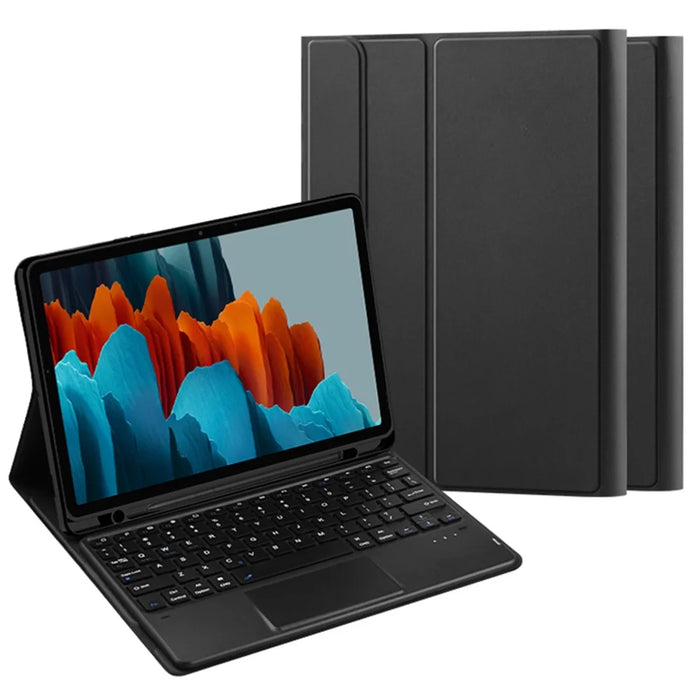 Stand Cover for Samsung Galaxy Tab S10 FE / S9 FE / S9 / S8 / S7 PU Leather Case + Wireless Detachable Keyboard with Pen Slot and Touchpad - 2