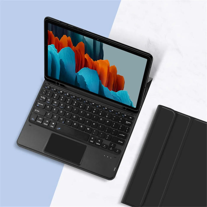 Stand Cover for Samsung Galaxy Tab S10 FE / S9 FE / S9 / S8 / S7 PU Leather Case + Wireless Detachable Keyboard with Pen Slot and Touchpad - 4