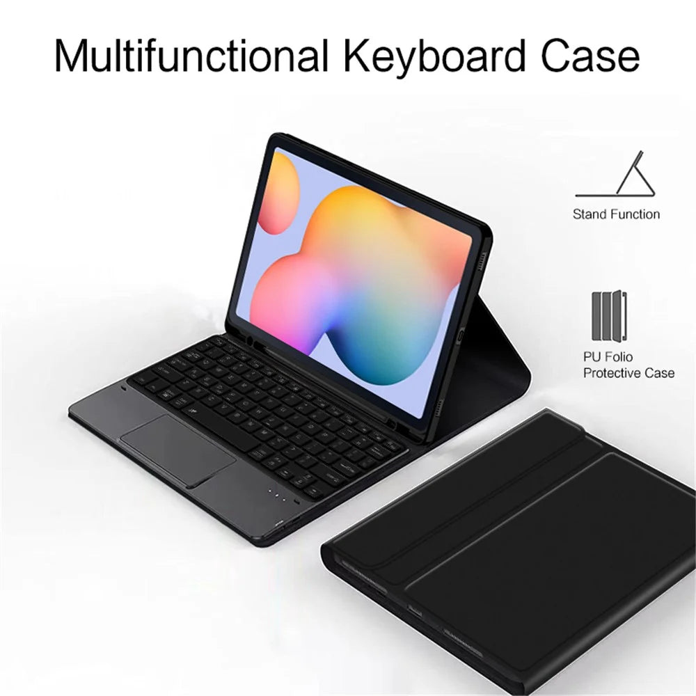 For Samsung Galaxy Tab S6 Lite (2024) / S6 Lite (2022) / S6 Lite (2020) PU Leather Stand Case BT Keyboard Built-in Touchpad and Pen Slot - 4