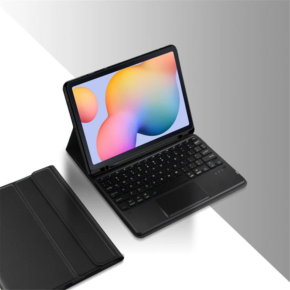For Samsung Galaxy Tab S6 Lite (2024) / S6 Lite (2022) / S6 Lite (2020) PU Leather Stand Case BT Keyboard Built-in Touchpad and Pen Slot - 7