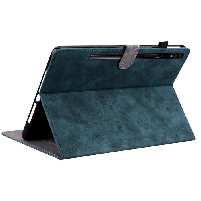 For Samsung Galaxy Tab S10+ / S9+ Imprinted Cute Tiger Pattern Tablet Case PU Leather Card Holder Stand Cover - Dark Blue - 3