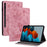 For Samsung Galaxy Tab S10 FE / S9 FE / S9 Stand Folio Case PU Leather Imprinted Cards Holder Tablet Cover - Pink - 1