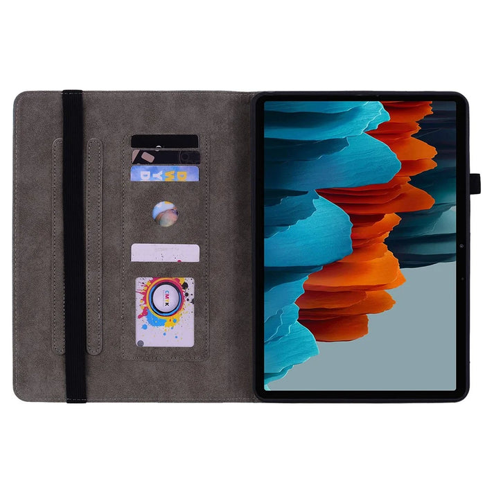 For Samsung Galaxy Tab S10 FE / S9 FE / S9 Stand Folio Case PU Leather Imprinted Cards Holder Tablet Cover - Pink - 5