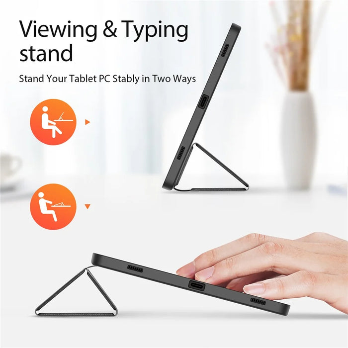 DUX DUCIS Domo Series for Samsung Galaxy Tab S9 Tablet Case PU Leather Stand Shell Tri-Fold Folio Cover - Black - 3