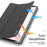 DUX DUCIS Domo Series for Samsung Galaxy Tab S9 Tablet Case PU Leather Stand Shell Tri-Fold Folio Cover - Black - 7