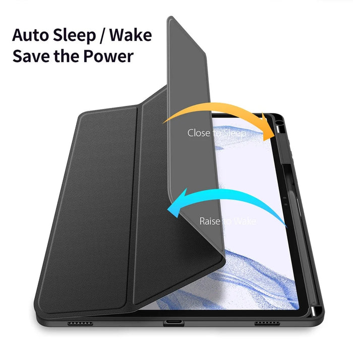 DUX DUCIS TOBY Series For Samsung Galaxy Tab S9+ PU Leather Tri-fold Stand Cover Auto Wake Sleep Tablet Case with Pencil Holder - Black - 2