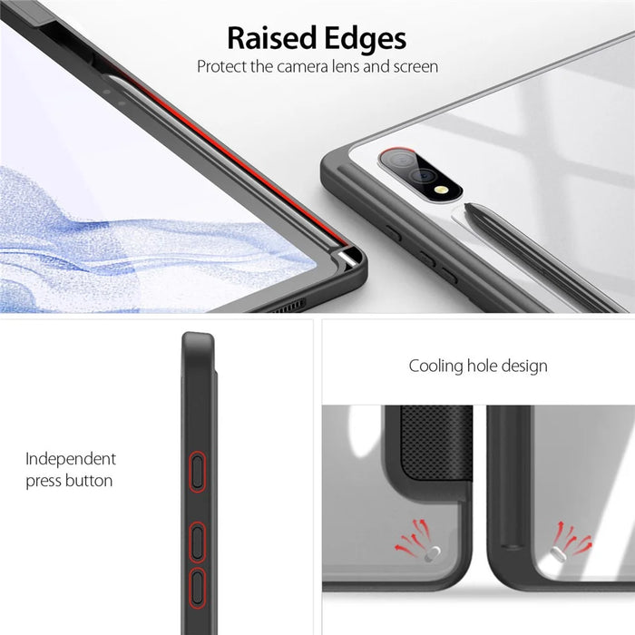 DUX DUCIS TOBY Series For Samsung Galaxy Tab S9+ PU Leather Tri-fold Stand Cover Auto Wake Sleep Tablet Case with Pencil Holder - Black - 4