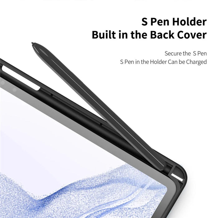 DUX DUCIS TOBY Series For Samsung Galaxy Tab S9+ PU Leather Tri-fold Stand Cover Auto Wake Sleep Tablet Case with Pencil Holder - Black - 6