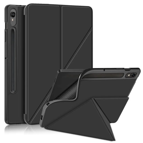 Tablet Case for Samsung Galaxy Tab S10 FE / S9 FE / S9 SM-X710 SM-X716B SM-X718U PU Leather Origami Stand Protective Cover - Black - 1