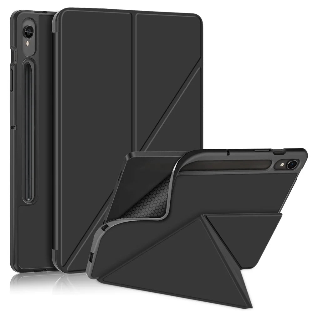 Tablet Case for Samsung Galaxy Tab S10 FE / S9 FE / S9 SM-X710 SM-X716B SM-X718U PU Leather Origami Stand Protective Cover - Black - 1